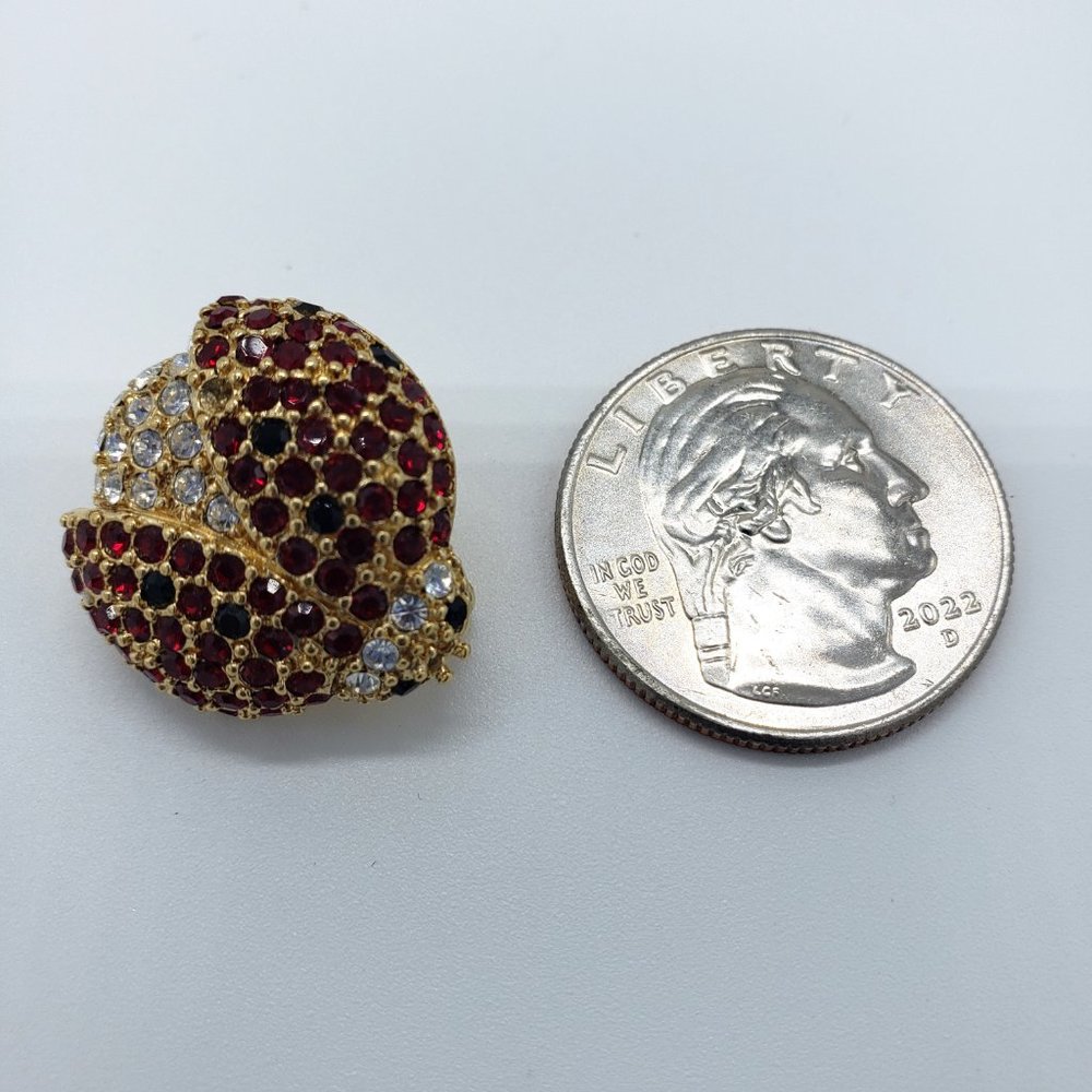 Monet Vintage Sparkly Rhinestone Ladybug Pin, Like New - Picture 5 of 5